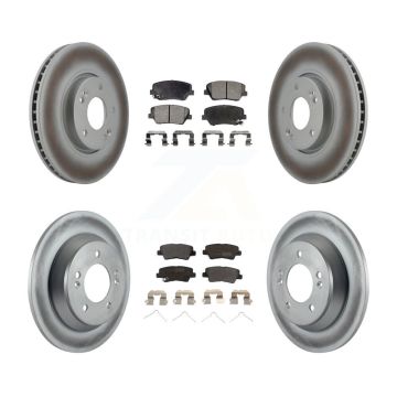 Front Rear Coat Brake Rotor Semi-Metallic Pad Kit For Kia Rondo With Manual Parking KGF-100939