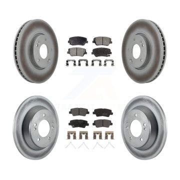 Front Rear Coated Disc Brake Rotors And Semi-Metallic Pads Kit For Kia Rondo KGF-100940