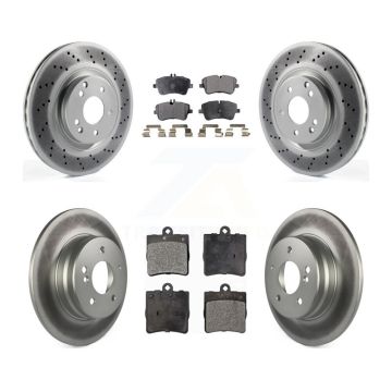 Front Rear Coated Disc Brake Rotors And Semi-Metallic Pads Kit For Mercedes-Benz SLK280 KGF-100980