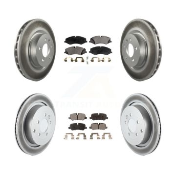 Front Rear Coated Disc Brake Rotor & Semi-Metallic Pad Kit For Land Rover Range Sport LR4 KGF-100983