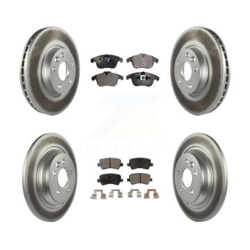 Front Rear Coated Disc Brake Rotors And Semi-Metallic Pads Kit For Volvo S60 KGF-101056