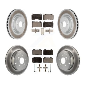 Front Rear Coated Disc Brake Rotors And Semi-Metallic Pads Kit For Hyundai Genesis Coupe KGF-101067
