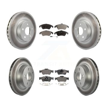 Front Rear Coated Disc Brake Rotors And Semi-Metallic Pad Kit For Mercedes-Benz E350 E400 KGF-101079