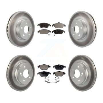 Front Rear Coated Disc Brake Rotor Semi-Metallic Pad Kit For Mercedes-Benz C300 C350 E350 KGF-101080