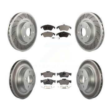 Front Rear Coated Disc Brake Rotors And Semi-Metallic Pad Kit For Mercedes-Benz E350 E400 KGF-101081