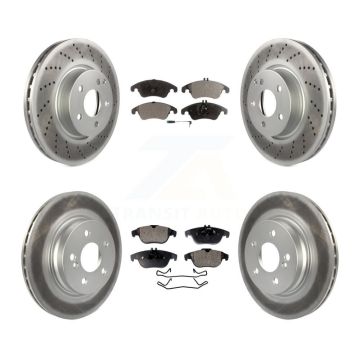 Front Rear Coated Disc Brake Rotor Semi-Metallic Pad Kit For Mercedes-Benz C300 C350 E350 KGF-101082