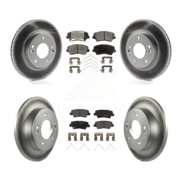 Front Rear Coated Disc Brake Rotors Semi-Metallic Pad Kit For Hyundai Veloster Elantra GT KGF-101091
