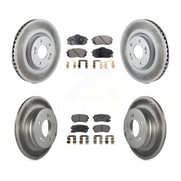 Front Rear Coated Disc Brake Rotor & Semi-Metallic Pad Kit For Hyundai Tucson Kia Cadenza KGF-101094