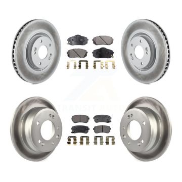 Front Rear Coated Disc Brake Rotors And Semi-Metallic Pads Kit For Hyundai Tucson KGF-101095