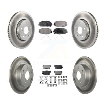 Front Rear Coated Disc Brake Rotors And Semi-Metallic Pads Kit For 2016 Acura ILX KGF-101126
