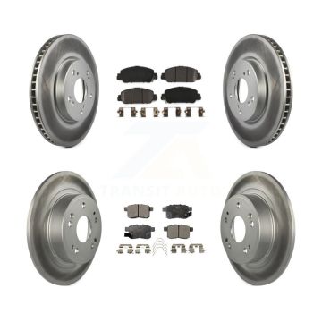 Front Rear Coated Disc Brake Rotors And Semi-Metallic Pads Kit For Honda Accord KGF-101127