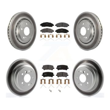 Front Rear Coated Disc Brake Rotors And Semi-Metallic Pads Kit For Honda Pilot Ridgeline KGF-101133