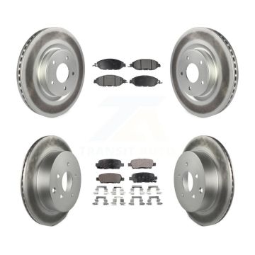 Front Rear Coated Brake Rotor Semi-Metallic Pad Kit For Nissan Murano Pathfinder INFINITI KGF-101134