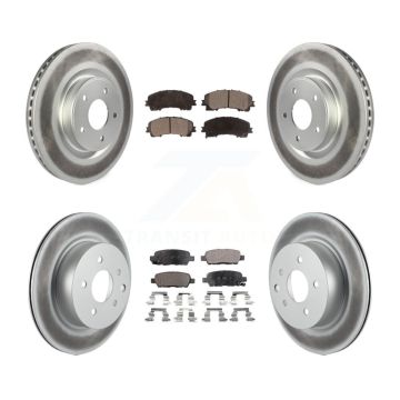 Front Rear Coated Disc Brake Rotors And Semi-Metallic Pad Kit For 2016-2017 INFINITI QX50 KGF-101136