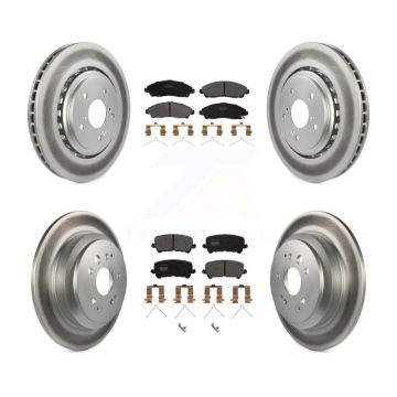 Front Rear Coated Disc Brake Rotors And Semi-Metallic Pads Kit For 2014-2016 Acura MDX KGF-101138