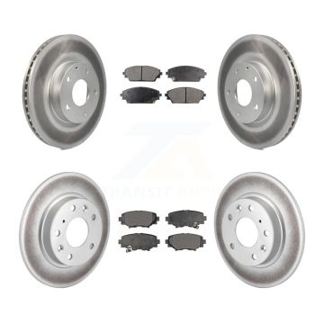 Front Rear Coated Disc Brake Rotors And Semi-Metallic Pads Kit For Mazda 3 Sport KGF-101143