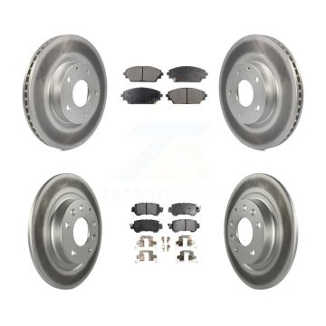 Front Rear Coated Disc Brake Rotor And Semi-Metallic Pad Kit For 2016-2018 Mazda CX-3 AWD KGF-101144