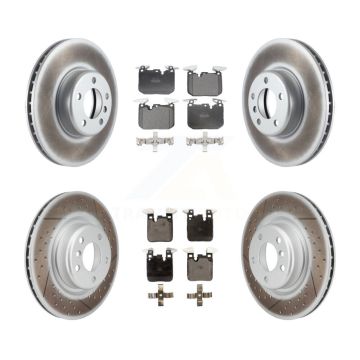 Front Rear Coated Disc Brake Rotor & Semi-Metallic Pad Kit For 2018-2020 BMW M240i xDrive KGF-101176