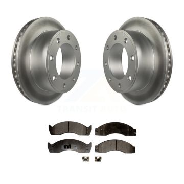 Rear Coated Disc Brake Rotors & Semi-Metallic Pad Kit For Ford E-450 Econoline Super Duty KGF-101254