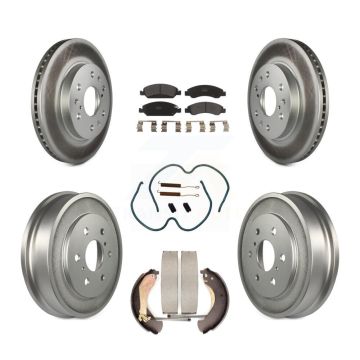 Front Rear Coat Brake Rotors Semi-Metallic Pad Drum Kit (7Pc) For Chevrolet GMC Silverado KGF-101590