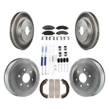 Front Rear Coated Disc Brake Rotor Semi-Metallic Pad & Drum Kit (7Pc) For GMC Sierra 1500 KGF-101591