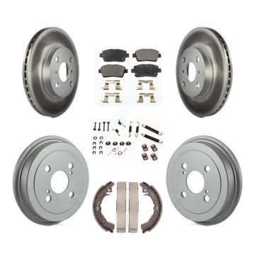Front Rear Coated Brake Rotors Semi-Metallic Pad Drum Kit (7Pc) For 2001-2005 Toyota Echo KGF-101624