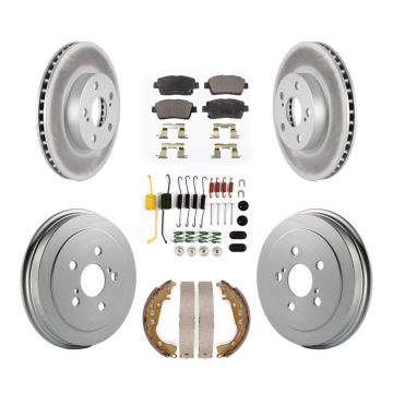Front Rear Coated Brake Rotor Semi-Metallic Pad Drum Kit (7Pc) For 2004-2007 Toyota Prius KGF-101629
