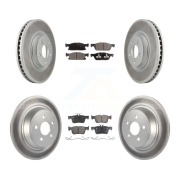 Front Rear Coated Disc Brake Rotors And Semi-Metallic Pads Kit For Ford Edge KGF-101665