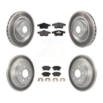 Front Rear Coated Disc Brake Rotors And Semi-Metallic Pads Kit For 2014-2020 Fiat 500L KGF-101668