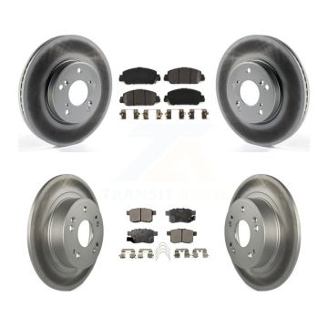 Front Rear Coated Disc Brake Rotors And Semi-Metallic Pads Kit For Honda Accord KGF-101672