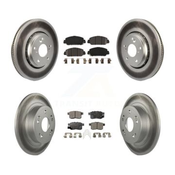Front Rear Coated Disc Brake Rotors And Semi-Metallic Pads Kit For Honda Accord KGF-101673