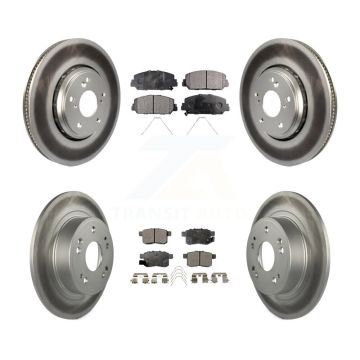 Front Rear Coated Disc Brake Rotors And Semi-Metallic Pads Kit For Honda Accord KGF-101674