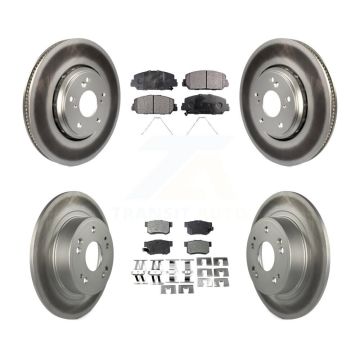 Front Rear Coated Disc Brake Rotors And Semi-Metallic Pads Kit For 2017-2022 Acura ILX KGF-101675