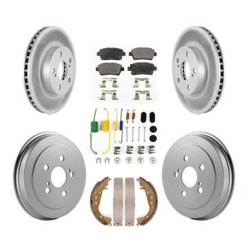 Front Rear Coated Disc Brake Rotor Semi-Metallic Pad Drum Kit (7Pc) For 2008 Toyota Prius KGF-101705