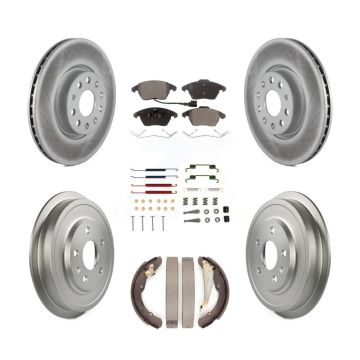 Front Rear Coated Disc Brake Rotors Semi-Metallic Pad Drum Kit (7Pc) For Volkswagen Jetta KGF-101706