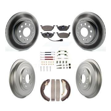 Front Rear Coated Disc Brake Rotors Semi-Metallic Pad Drum Kit (7Pc) For Volkswagen Jetta KGF-101708