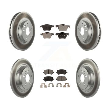 Front Rear Coated Disc Brake Rotors And Semi-Metallic Pads Kit For Volvo V70 KGF-101711