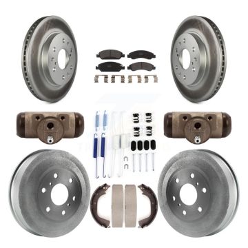Front Rear Coated Disc Brake Rotor Semi-Metallic Pad & Drum Kit (9Pc) For GMC Sierra 1500 KGF-101742