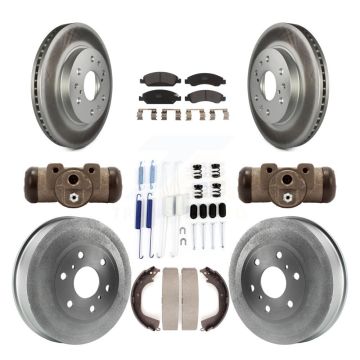 Front Rear Coated Disc Brake Rotor Semi-Metallic Pad & Drum Kit (9Pc) For GMC Sierra 1500 KGF-101743