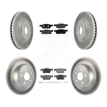 Front Rear Coated Disc Brake Rotors And Semi-Metallic Pads Kit For Lincoln Continental KGF-101787