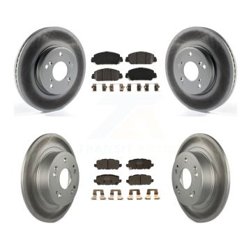 Front Rear Coated Disc Brake Rotors And Semi-Metallic Pads Kit For 2016-2022 Honda HR-V KGF-101815