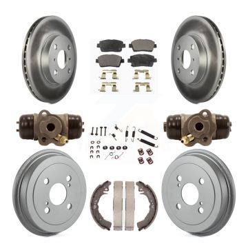 Front Rear Coated Brake Rotors Semi-Metallic Pad Drum Kit (9Pc) For 2001-2005 Toyota Echo KGF-101823