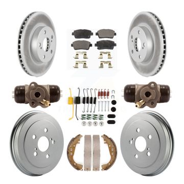 Front Rear Coated Brake Rotor Semi-Metallic Pad Drum Kit (9Pc) For 2004-2007 Toyota Prius KGF-101826