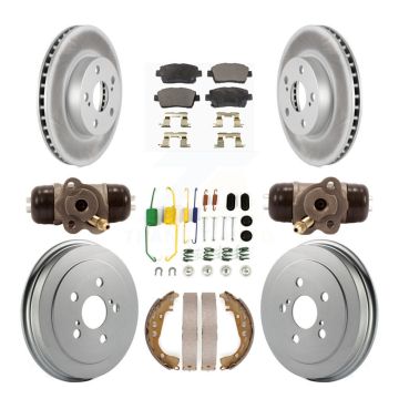 Front Rear Coated Disc Brake Rotor Semi-Metallic Pad Drum Kit (9Pc) For 2008 Toyota Prius KGF-101827