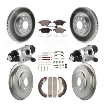 Front Rear Coated Disc Brake Rotors Semi-Metallic Pad Drum Kit (9Pc) For Volkswagen Jetta KGF-101840