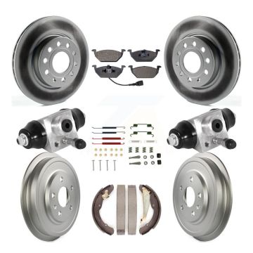 Front Rear Coated Disc Brake Rotors Semi-Metallic Pad Drum Kit (9Pc) For Volkswagen Jetta KGF-101841