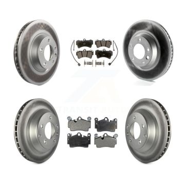 Front Rear Coated Brake Rotors Semi-Metallic Pad Kit (6Pc) For Audi Q7 Volkswagen Touareg KGF-101858