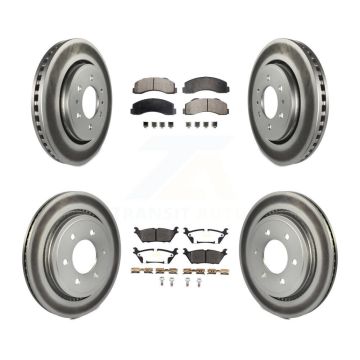 Front Rear Coated Disc Brake Rotors And Semi-Metallic Pads Kit For Ford F-150 KGF-101866