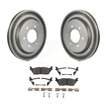 Rear Coated Brake Rotors Semi-Metallic Pad Kit For Ford F-150 With Electric Parking KGF-101870