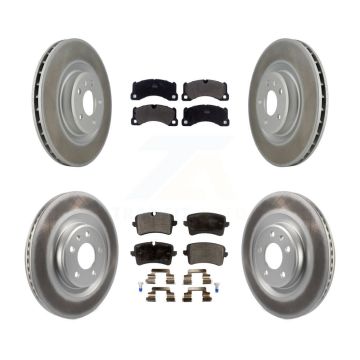 Front Rear Coated Disc Brake Rotors And Semi-Metallic Pad Kit For 2017 Porsche Macan Base KGF-101984